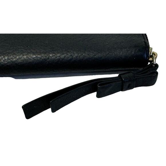 Vtg KATE SPADE New York Black Genuine Pebbled Leather Zip Around Wallet Clutch - Picture 7 of 12